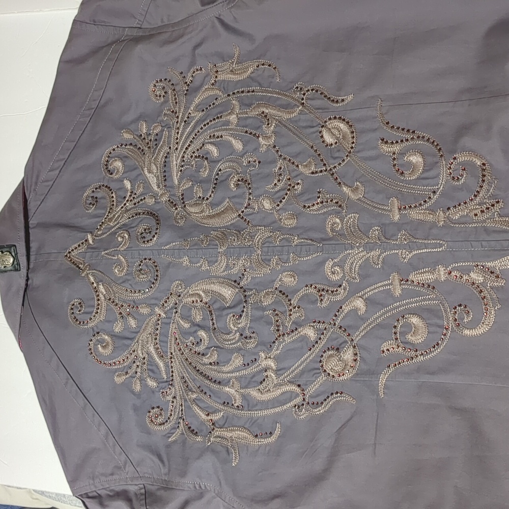 Toku Men’s Button Down Long Sleeve Shirt Dressy Casual Embroidery Size S